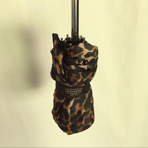Coach leopard print umbrella- compact purse size
